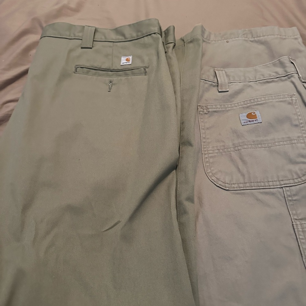 Carhartt Men's Olive and Beige Chinos